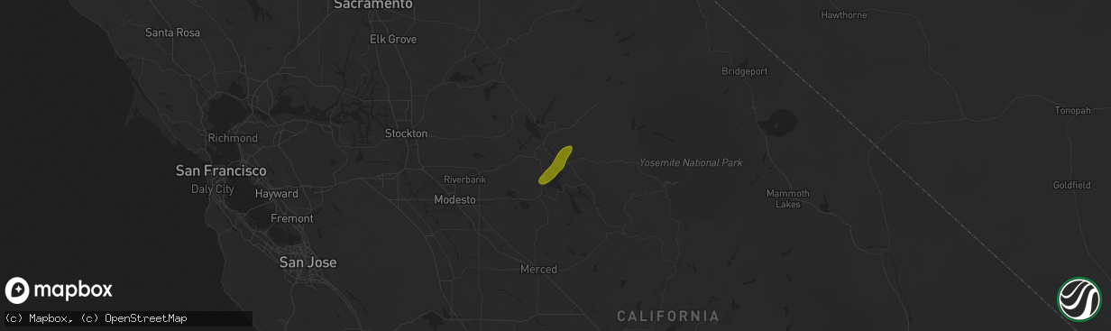 Hail map in Groveland, CA on March 6, 2019