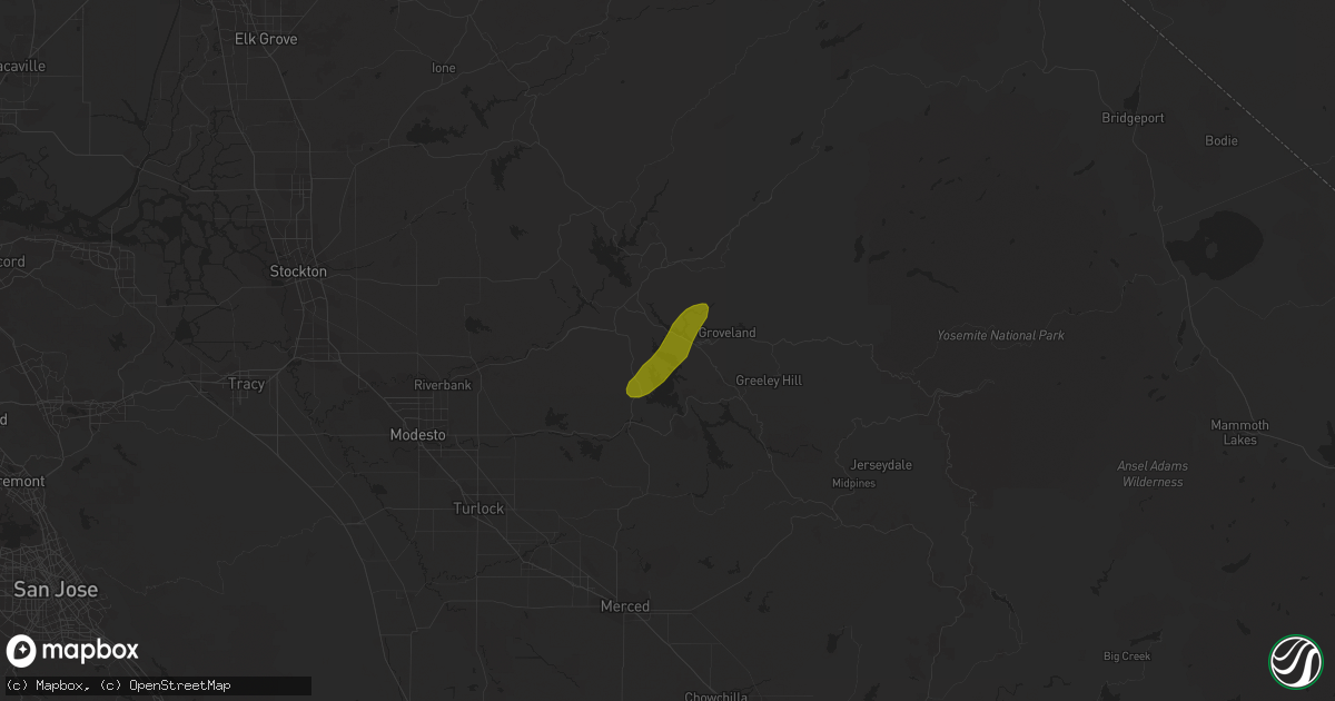 Hail map in Jamestown, CA on March 6, 2019
