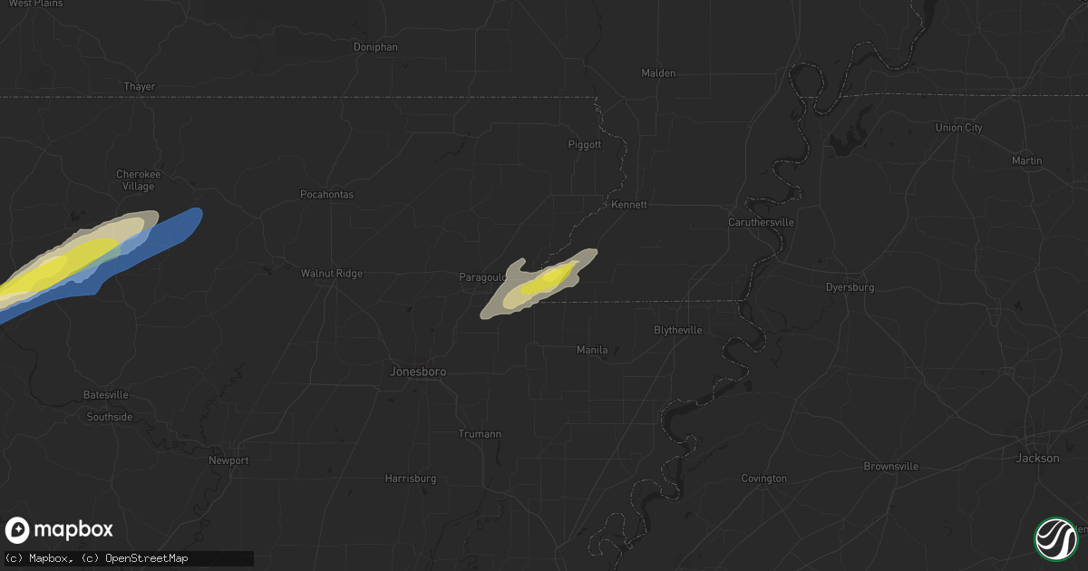 Hail map in Cardwell, MO on March 6, 2022
