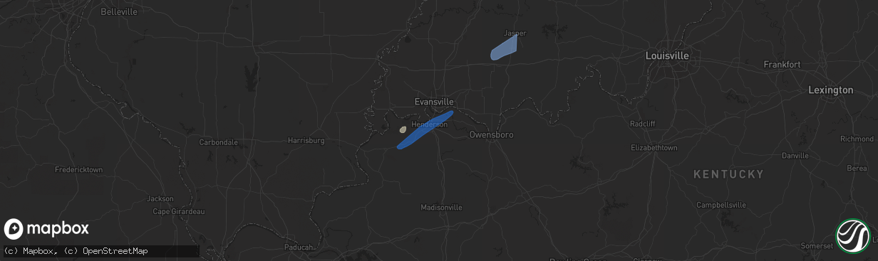 Hail map in Henderson, KY on March 6, 2022