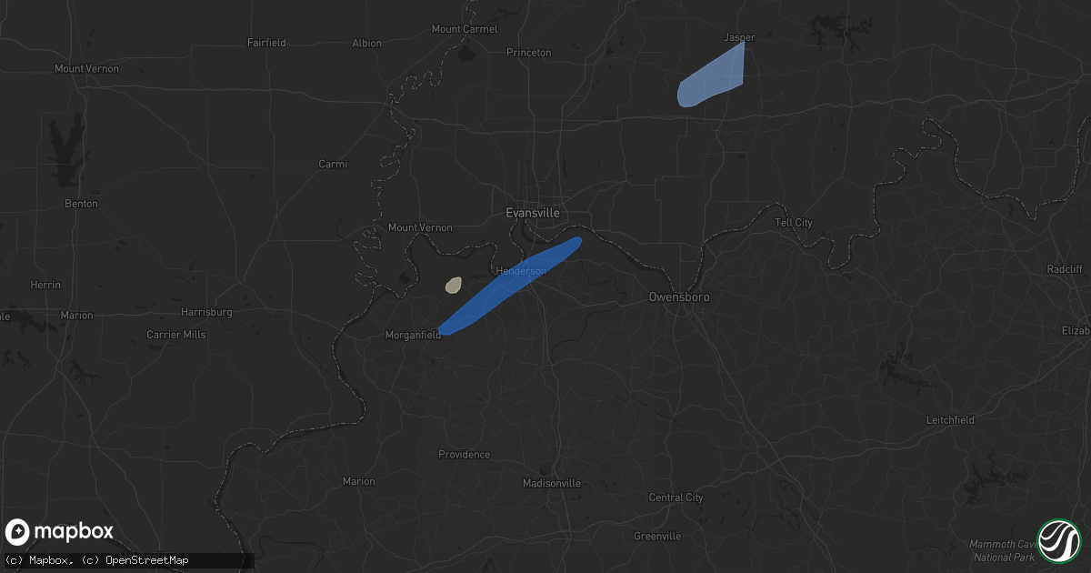 Hail map in Henderson, KY on March 6, 2022
