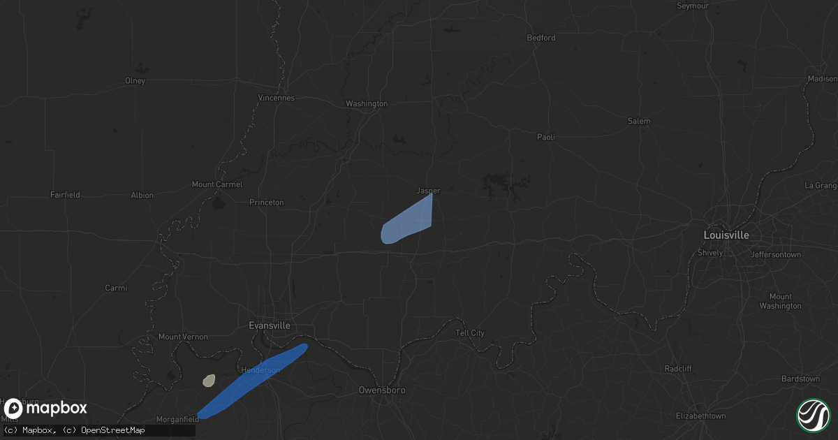 Hail map in Huntingburg, IN on March 6, 2022