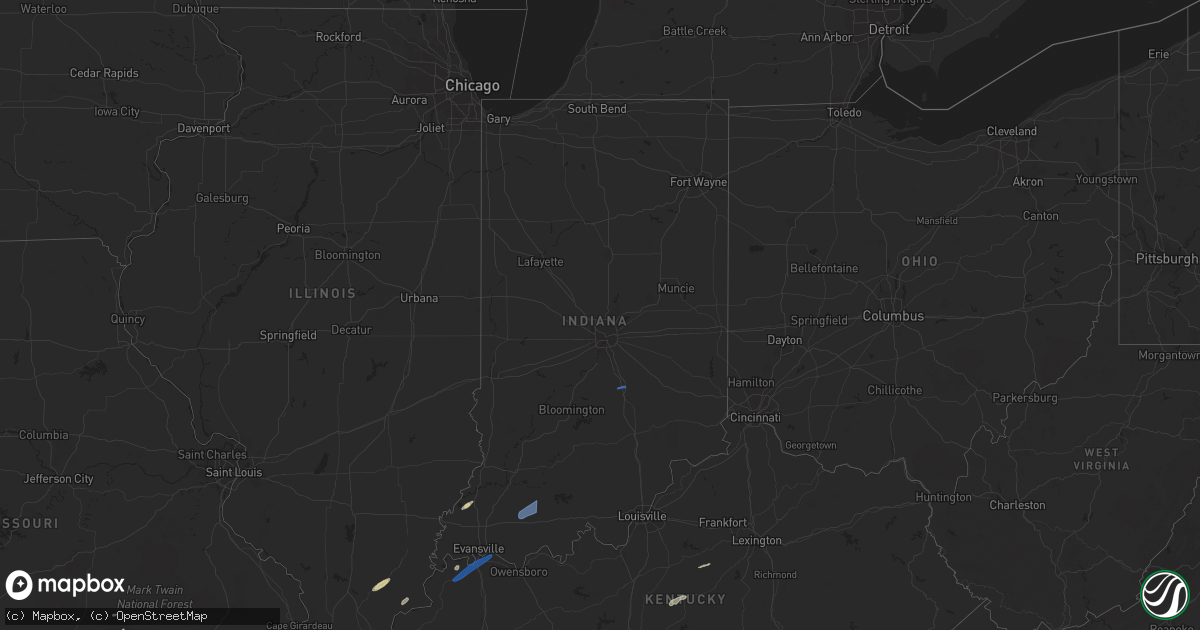 Hail map in Indiana on March 6, 2022