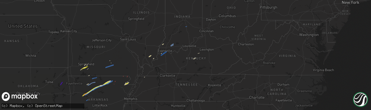 Hail map in Kentucky on March 6, 2022