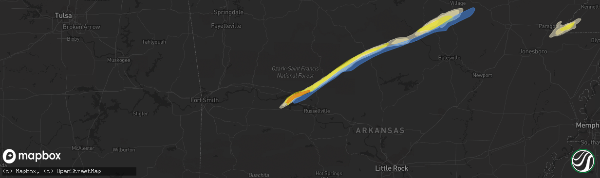 Hail map in Lamar, AR on March 6, 2022