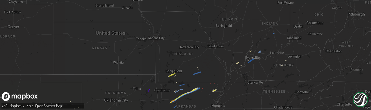 Hail map in Missouri on March 6, 2022