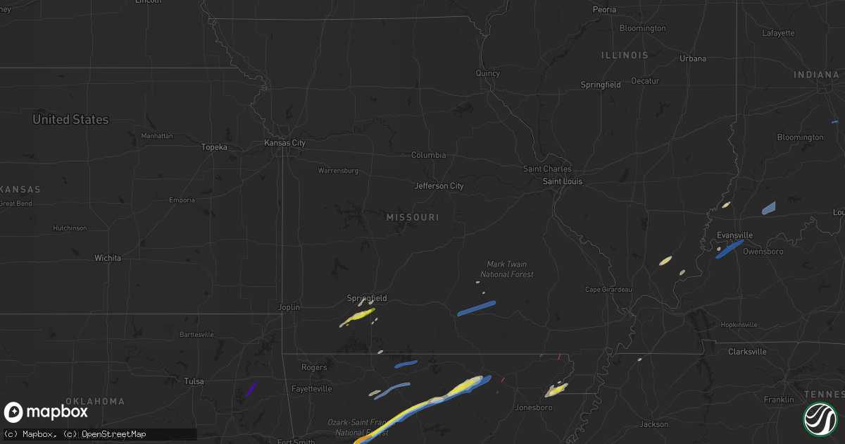 Hail map in Missouri on March 6, 2022