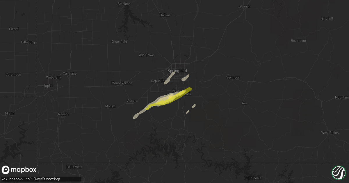 Hail map in Nixa, MO on March 6, 2022