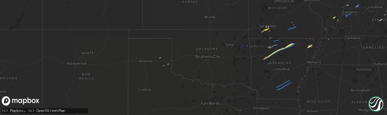 Hail map in Oklahoma on March 6, 2022