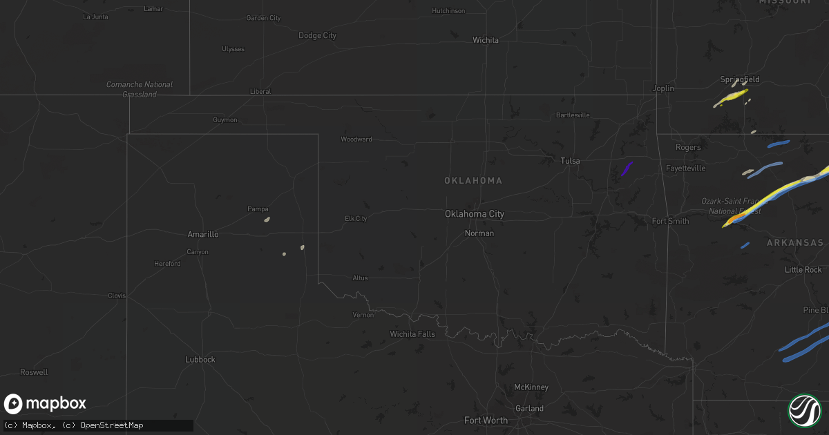 Hail map in Oklahoma on March 6, 2022