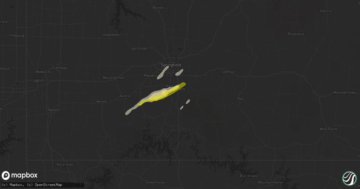 Hail map in Ozark, MO on March 6, 2022