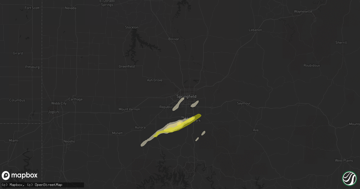 Hail map in Springfield, MO on March 6, 2022