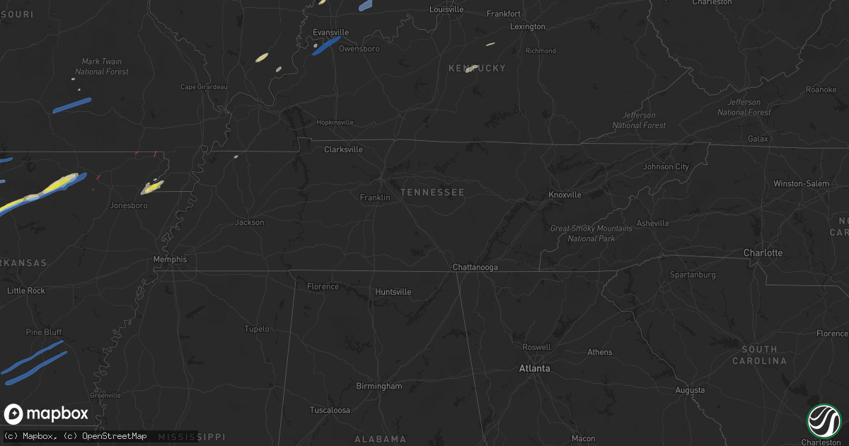 Hail map in Tennessee on March 6, 2022