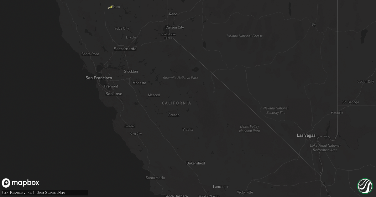 Hail map in California on March 6, 2023