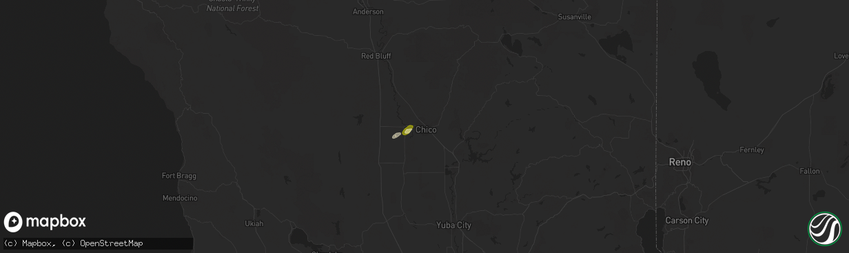 Hail map in Chico, CA on March 6, 2023