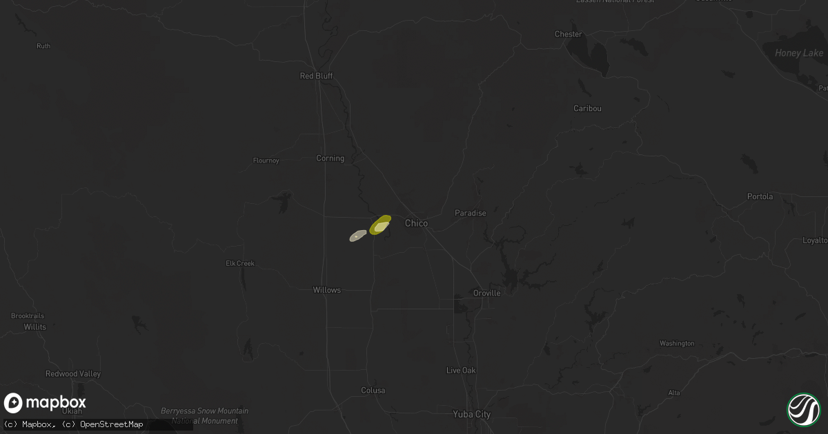 Hail map in Chico, CA on March 6, 2023