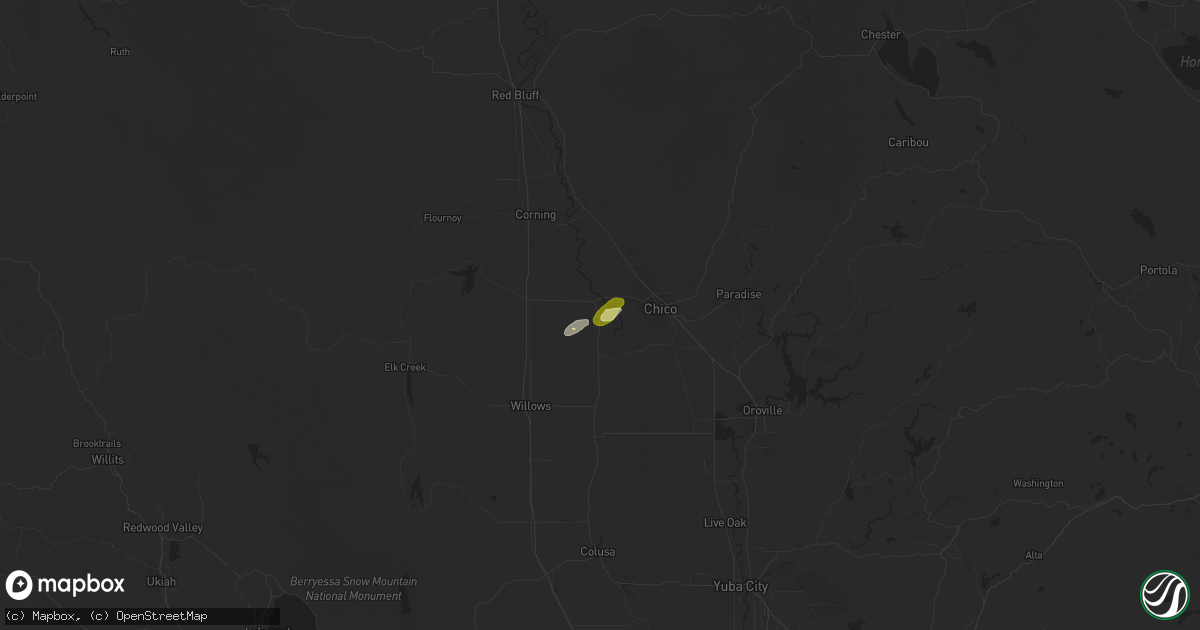 Hail map in Hamilton City, CA on March 6, 2023