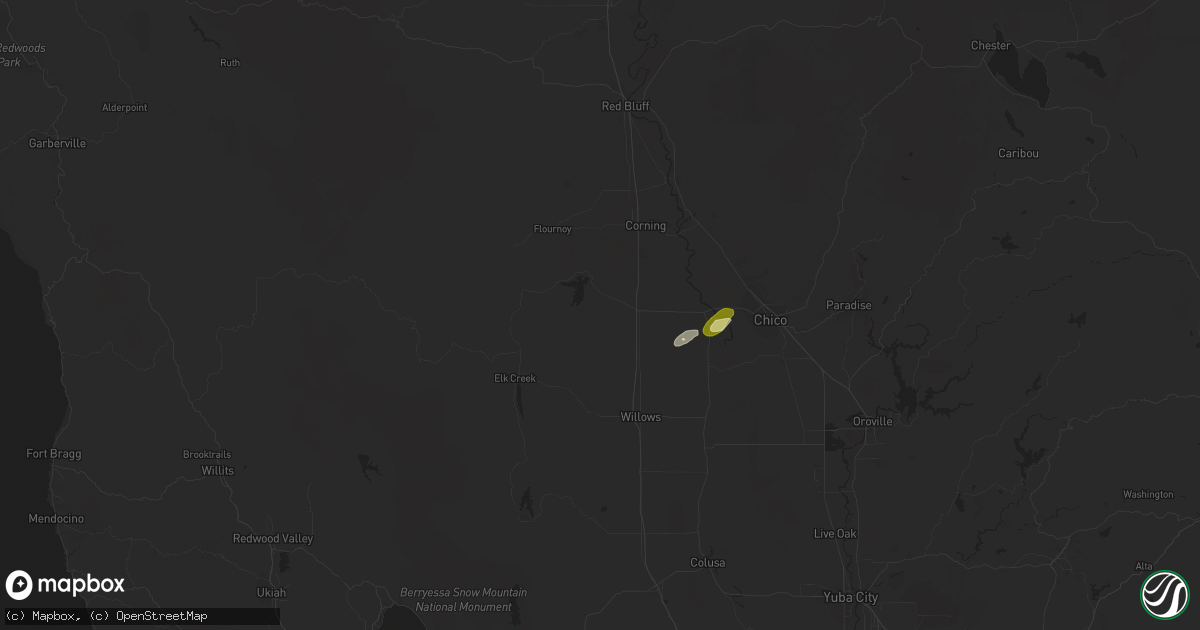 Hail map in Orland, CA on March 6, 2023