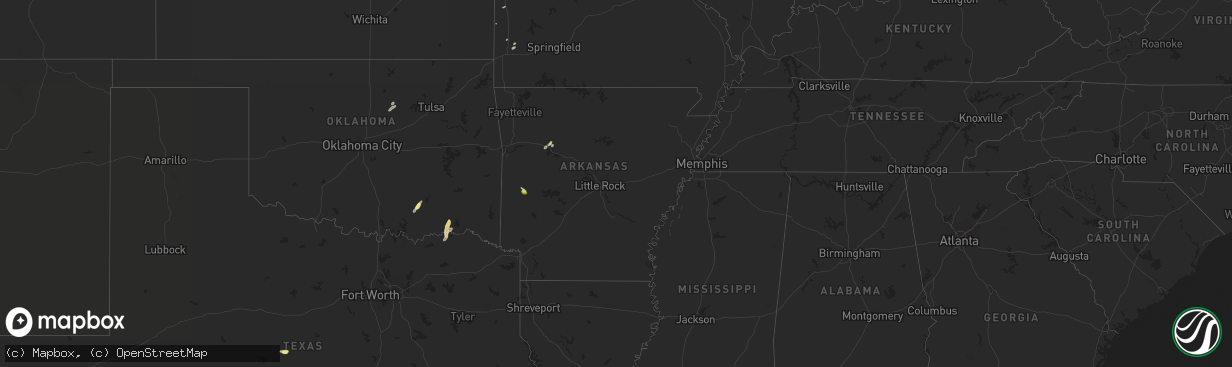 Hail map in Arkansas on March 6, 2024