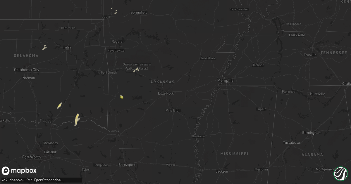 Hail map in Arkansas on March 6, 2024