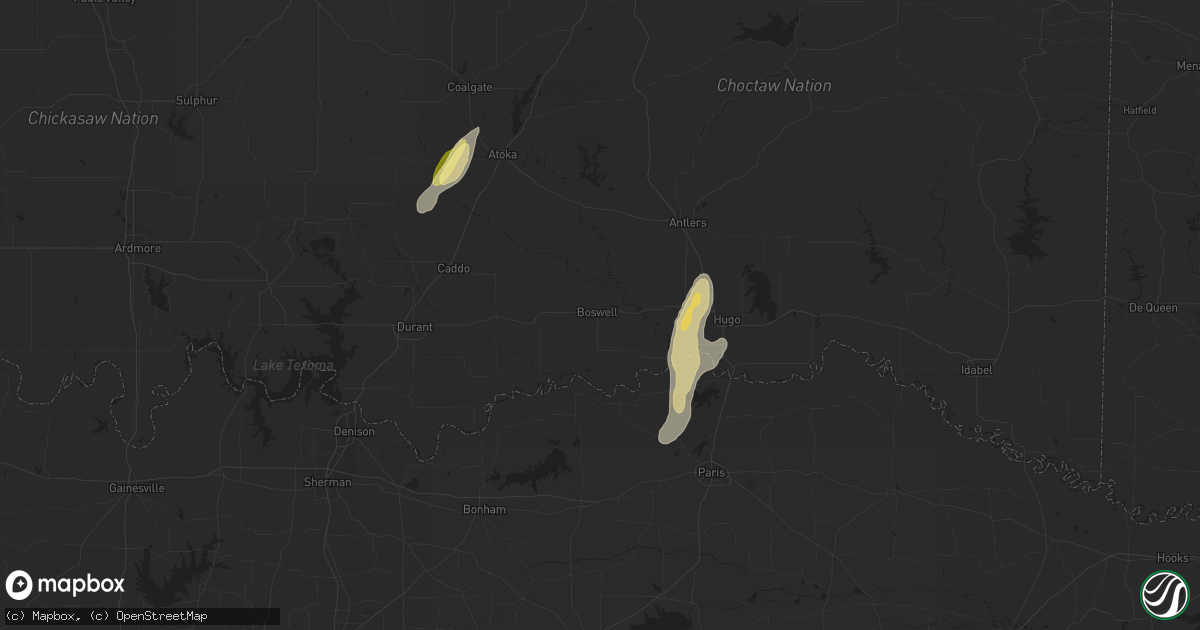 Hail map in Boswell, OK on March 6, 2024