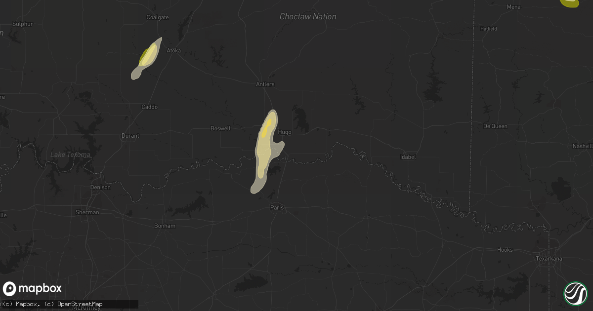 Hail map in Grant, OK on March 6, 2024