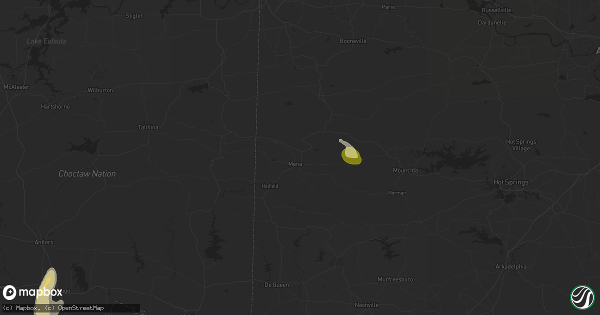 Hail map in Mena, AR on March 6, 2024