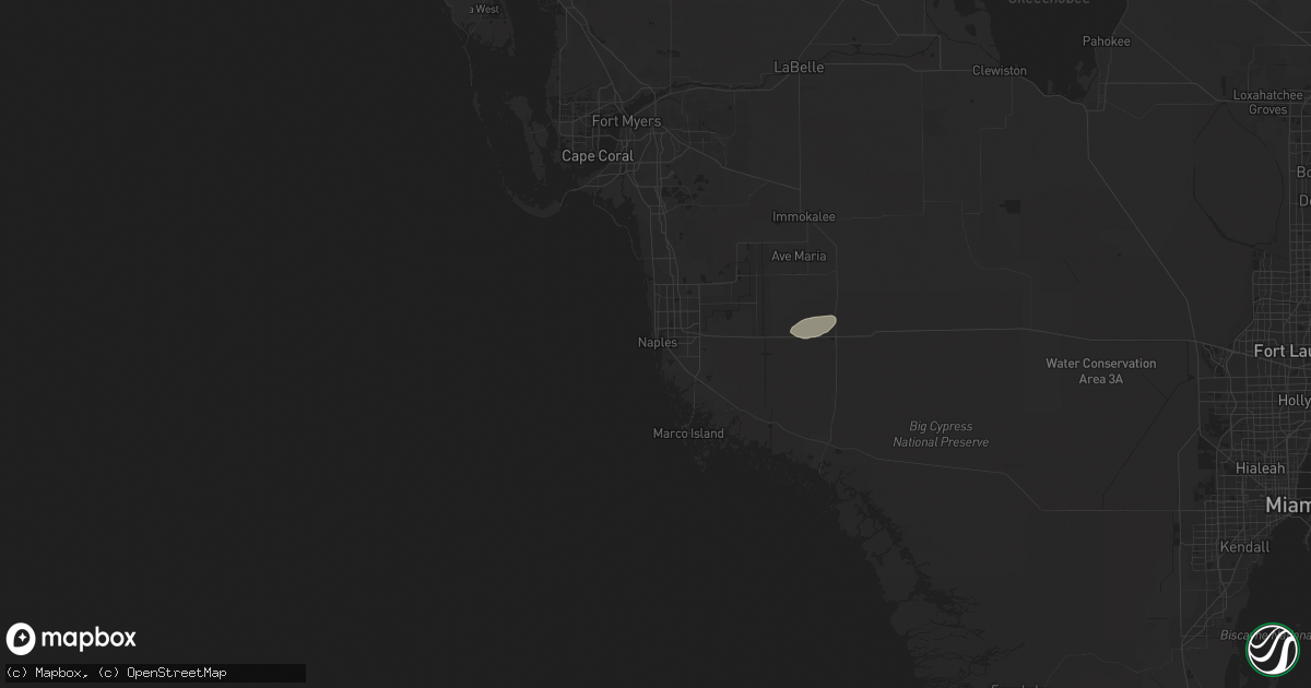 Hail map in Naples, FL on March 6, 2024