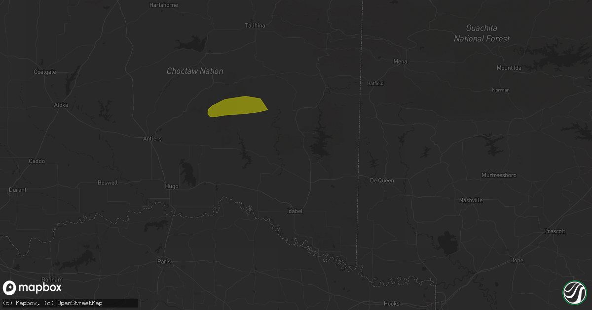 Hail map in Broken Bow, OK on March 6, 2025