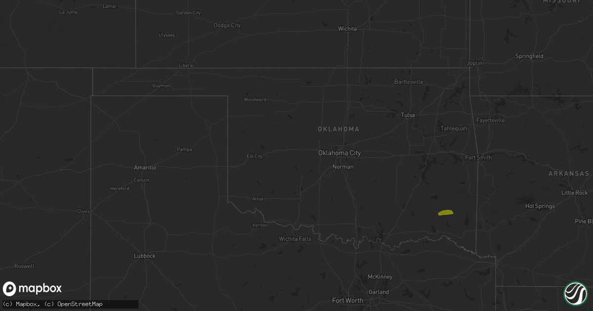 Hail map in Oklahoma on March 6, 2025