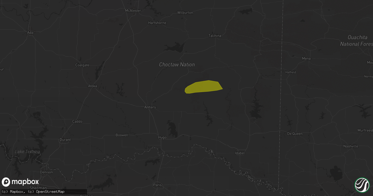 Hail map in Rattan, OK on March 6, 2025