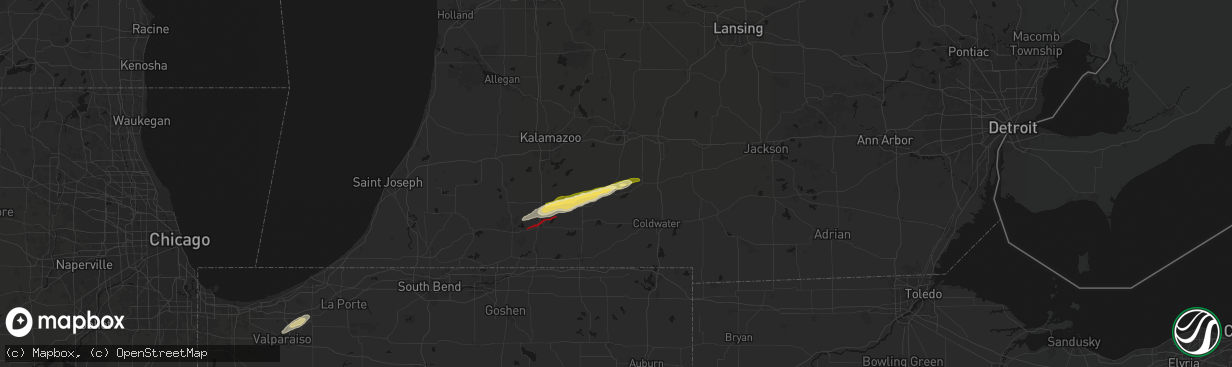 Hail map in Athens, MI on March 6, 2026