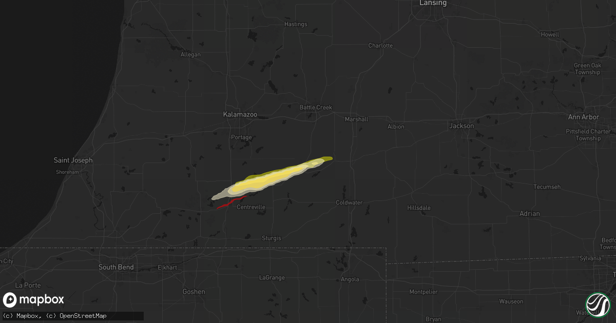 Hail map in Athens, MI on March 6, 2026