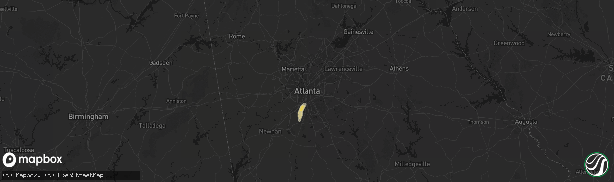 Hail map in Atlanta, GA on March 6, 2026