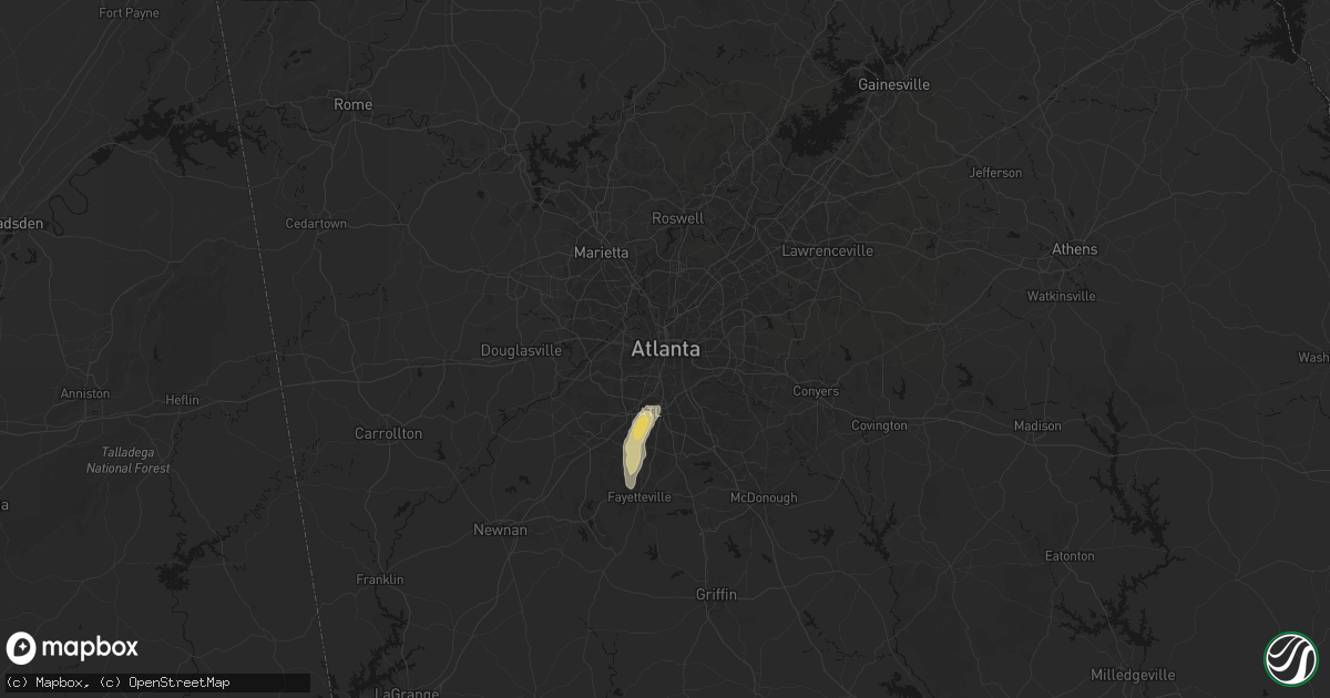 Hail map in Atlanta, GA on March 6, 2026
