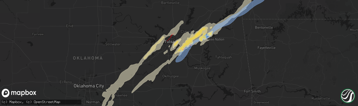 Hail map in Broken Arrow, OK on March 6, 2026