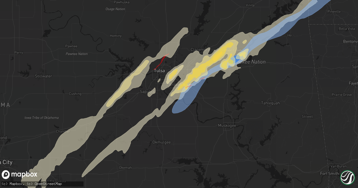 Hail map in Broken Arrow, OK on March 6, 2026