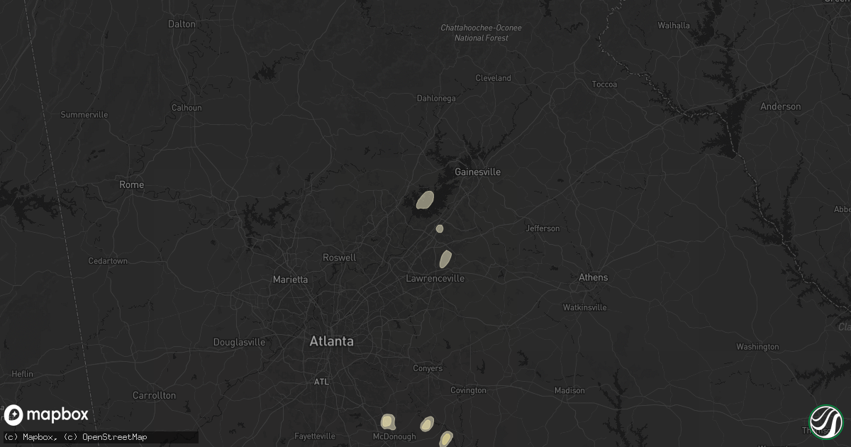 Hail map in Buford, GA on March 6, 2026