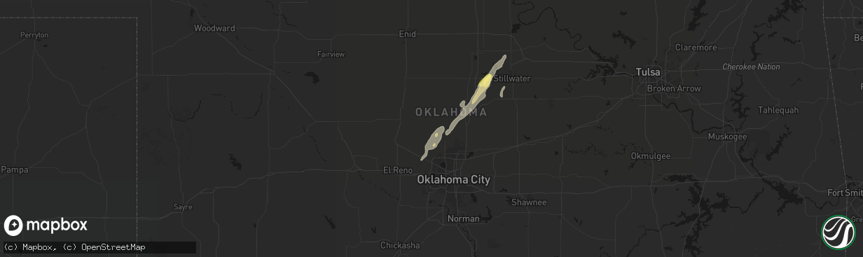 Hail map in Cashion, OK on March 6, 2026