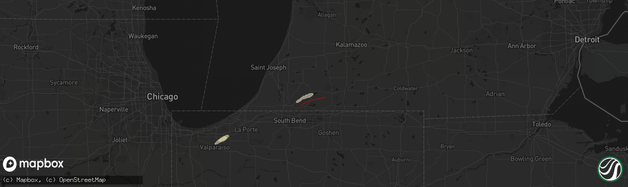 Hail map in Cassopolis, MI on March 6, 2026