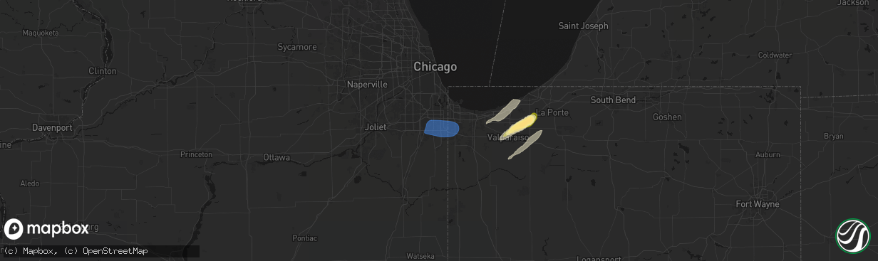 Hail map in Chicago Heights, IL on March 6, 2026