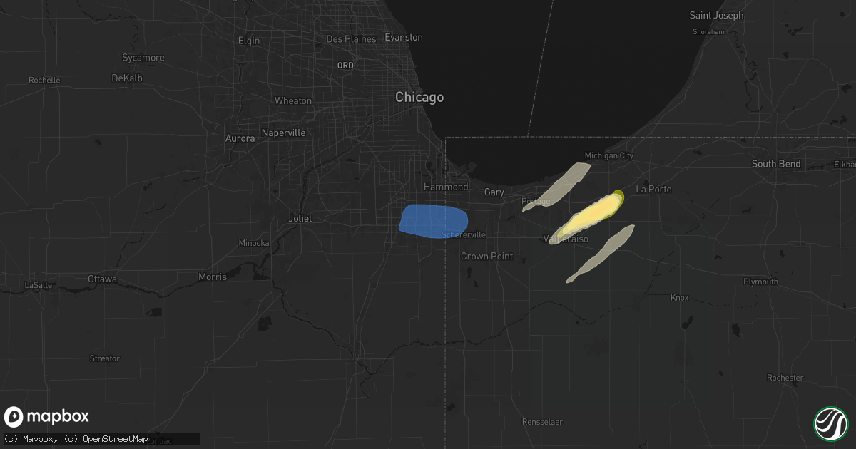 Hail map in Chicago Heights, IL on March 6, 2026