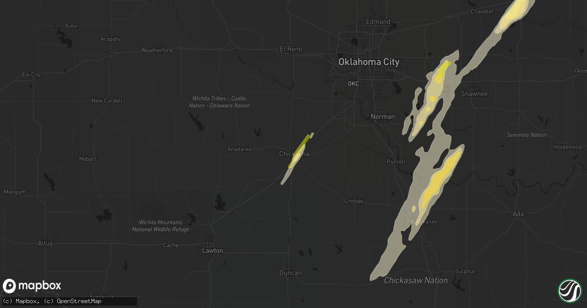 Hail map in Chickasha, OK on March 6, 2026