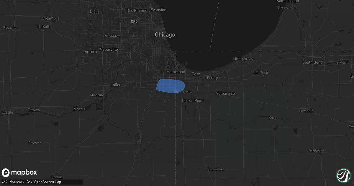 Hail map in Dyer, IN on March 6, 2026