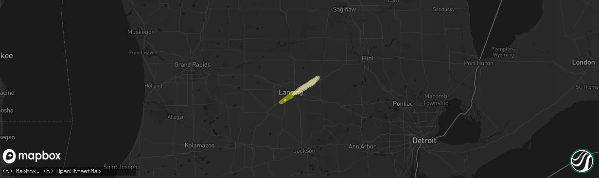 Hail map in East Lansing, MI on March 6, 2026