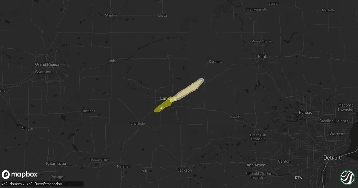 Hail map in East Lansing, MI on March 6, 2026