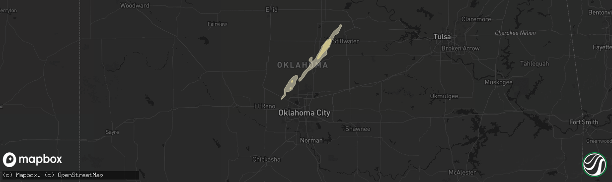 Hail map in Edmond, OK on March 6, 2026