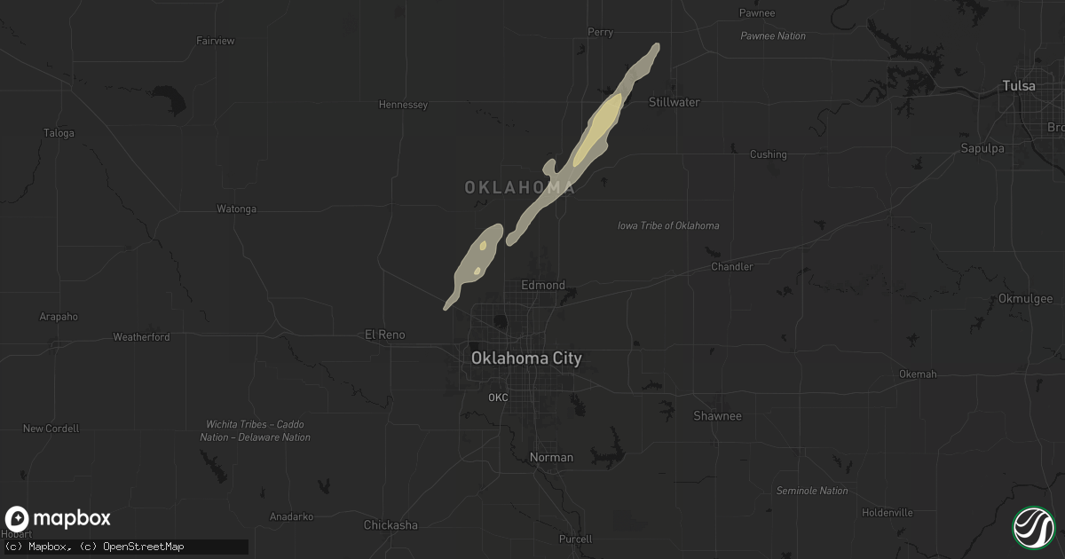 Hail map in Edmond, OK on March 6, 2026