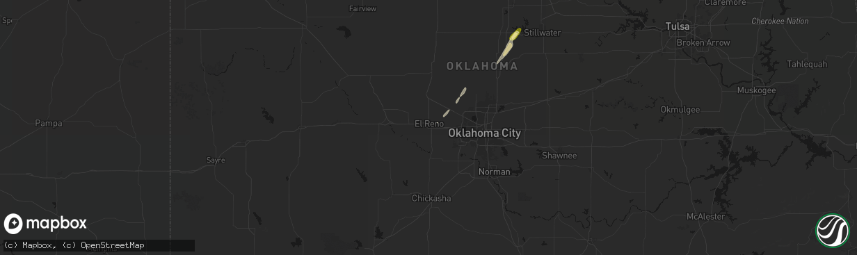 Hail map in El Reno, OK on March 6, 2026