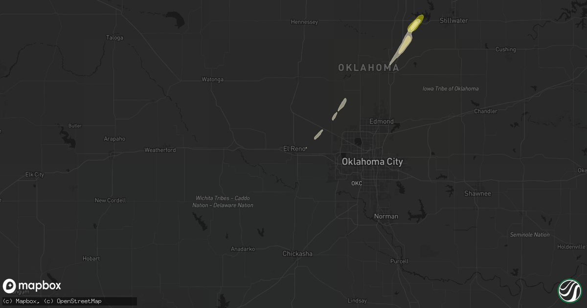 Hail map in El Reno, OK on March 6, 2026